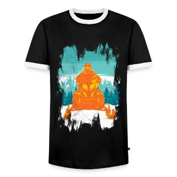 Schneemobil Motorschlitten Winter Motorsport - Männer Kontrast-T-Shirt - Schwarz/Weiß - Vorne - AI Model Female 172 light (172cm) & AI Model Male 178 light (178cm)