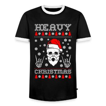 Heavy metal Christmas Noël Noël - T-shirt contrasté Homme - noir/blanc - Devant - AI Model Female 172 light (172cm) & AI Model Male 178 light (178cm)