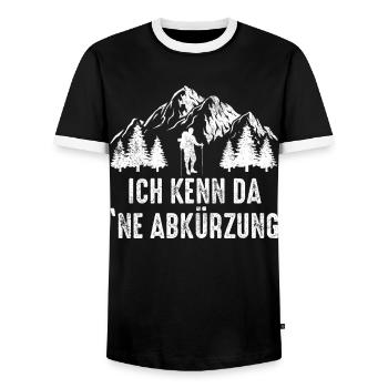Ich kenn da ne Abkürzung - Männer Kontrast-T-Shirt - Schwarz/Weiß - Vorne - AI Model Female 172 light (172cm) & AI Model Male 178 light (178cm)