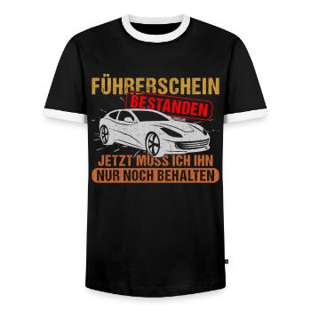 Führerschein Bestanden jetzt muss Ich ihn nur noch - Männer Kontrast-T-Shirt - Schwarz/Weiß - Vorne - AI Model Female 172 light (172cm) & AI Model Male 178 light (178cm)