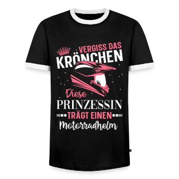motorrad Fahrerin Motorbike Spruch Frauen Damen - Männer Kontrast-T-Shirt - Schwarz/Weiß - Vorne - AI Model Female 172 light (172cm) & AI Model Male 178 light (178cm)