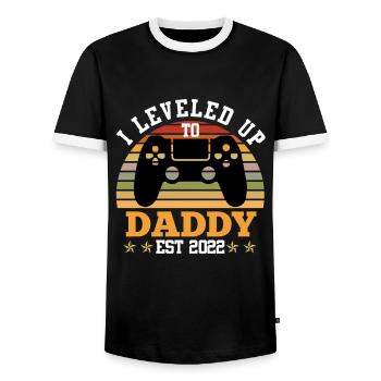 Werdender Papa 2022 Leveled up in 2022 Vater - Männer Kontrast-T-Shirt - Schwarz/Weiß - Vorne - AI Model Female 172 light (172cm) & AI Model Male 178 light (178cm)