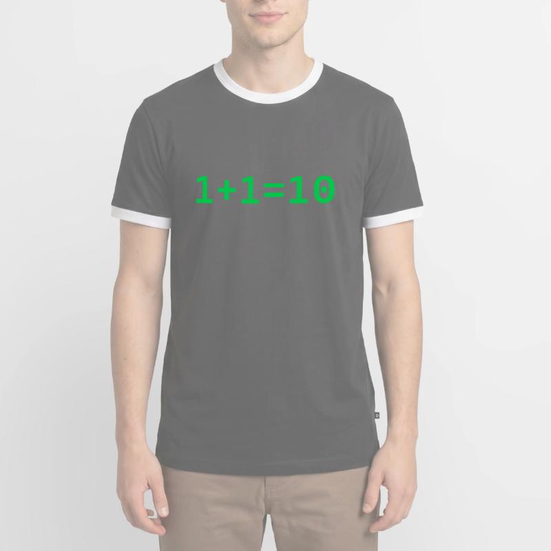 1 + 1 = 10 Binär Code Informatik Programmierer Männer Kontrast-T-Shirt