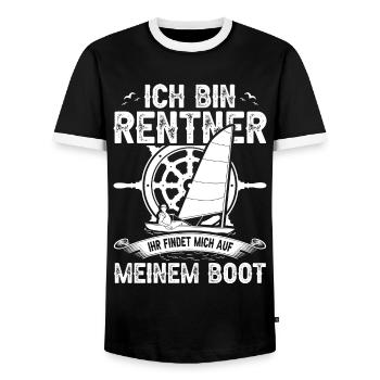 Segeln Segler Segelboot Rentner - Männer Kontrast-T-Shirt - Schwarz/Weiß - Vorne - AI Model Female 172 light (172cm) & AI Model Male 178 light (178cm)