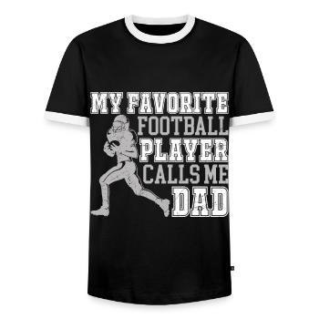 My Favotite Football Player calls me Dad Football - Männer Kontrast-T-Shirt - Schwarz/Weiß - Vorne - AI Model Female 172 light (172cm) & AI Model Male 178 light (178cm)