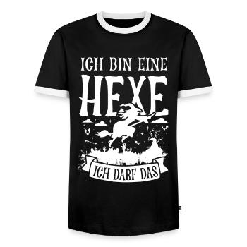 Hexe - Männer Kontrast-T-Shirt - Schwarz/Weiß - Vorne - AI Model Female 172 light (172cm) & AI Model Male 178 light (178cm)