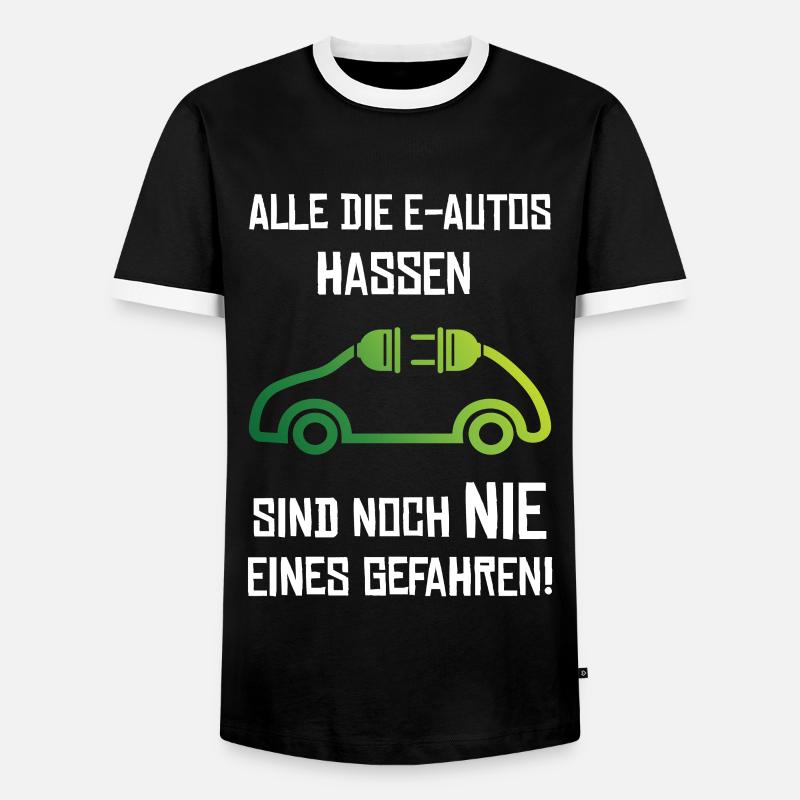 Elektroauto E-Auto Strom - Männer Kontrast-T-Shirt - Schwarz/Weiß