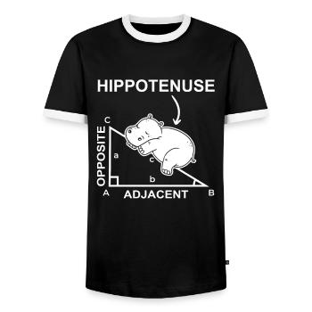Hippotenuse Math Hippo Hippo Funny Pun - T-shirt contrasté Homme - noir/blanc - Devant - AI Model Female 172 light (172cm) & AI Model Male 178 light (178cm)