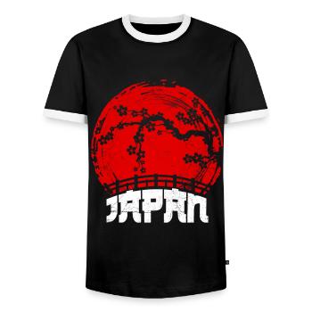 Ich muss gar nichts ich muss nur nach Japan - Männer Kontrast-T-Shirt - Schwarz/Weiß - Vorne - AI Model Female 172 light (172cm) & AI Model Male 178 light (178cm)