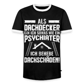 Dachdecker | Lustige Sprüche - Männer Kontrast-T-Shirt - Schwarz/Weiß - Vorne - AI Model Female 172 light (172cm) & AI Model Male 178 light (178cm)