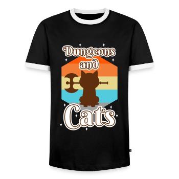 Dungeons and Cats - Men's Ringer Shirt - black/white - Front - AI Model Female 172 light (172cm) & AI Model Male 178 light (178cm)