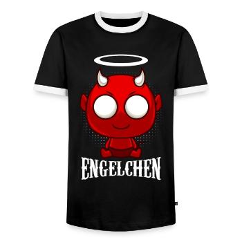 Angel Devil Devil - Men's Ringer Shirt - black/white - Front - AI Model Female 172 light (172cm) & AI Model Male 178 light (178cm)