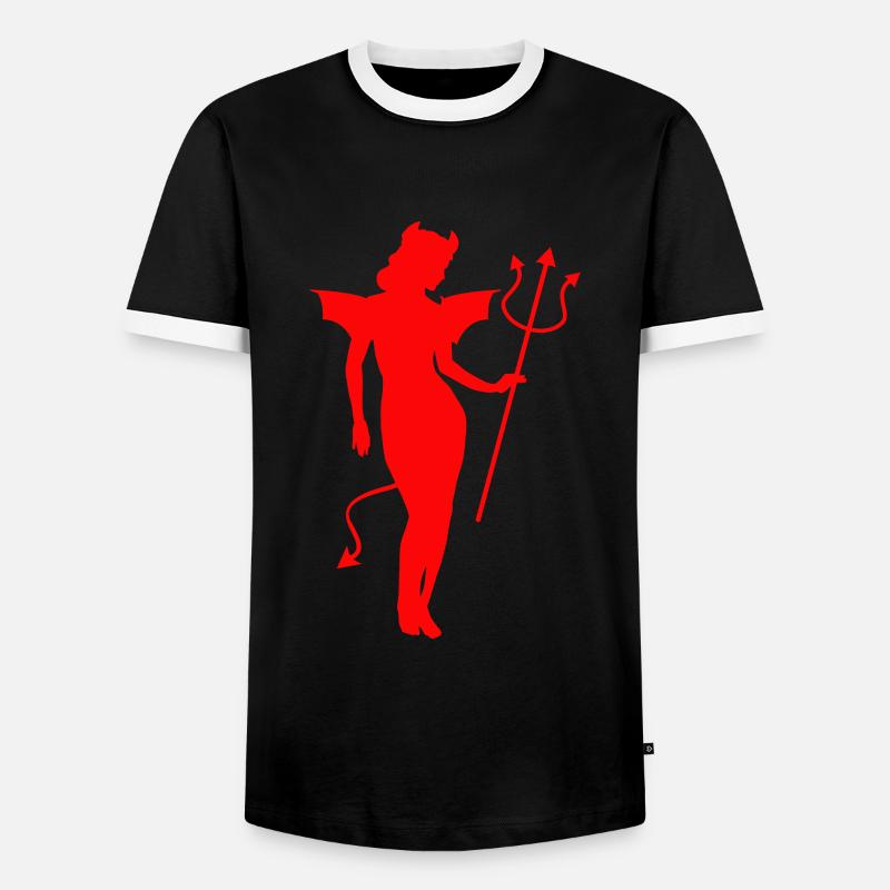 Satan Angel Devil Devil - Men's Ringer Shirt - black/white
