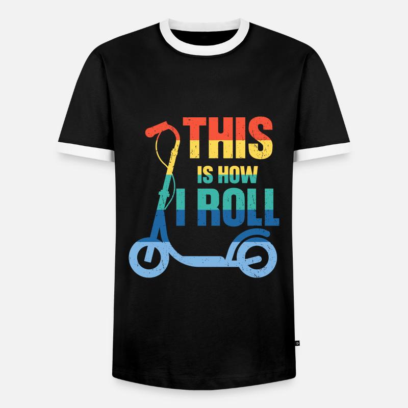 scooter e-scooter Roller E-Roller - Männer Kontrast-T-Shirt - Schwarz/Weiß
