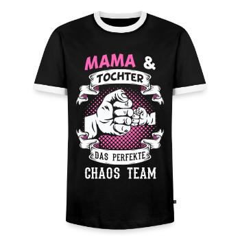 Mama & Tochter Partnerlook Geschenkidee - Männer Kontrast-T-Shirt - Schwarz/Weiß - Vorne - AI Model Female 172 light (172cm) & AI Model Male 178 light (178cm)