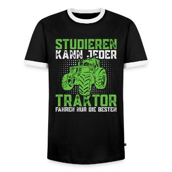 Studieren kann jeder Traktor Trecker fahren Spruch - Männer Kontrast-T-Shirt - Schwarz/Weiß - Vorne - AI Model Female 172 light (172cm) & AI Model Male 178 light (178cm)