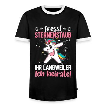 Fresst Meinen Sternenstaub Einhorn Liebhaber Einhö - Männer Kontrast-T-Shirt - Schwarz/Weiß - Vorne - AI Model Female 172 light (172cm) & AI Model Male 178 light (178cm)