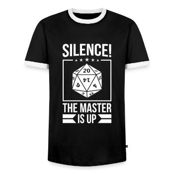 Silence! Le Maître est debout! Cubes D20 - T-shirt contrasté Homme - noir/blanc - Devant - AI Model Female 172 light (172cm) & AI Model Male 178 light (178cm)