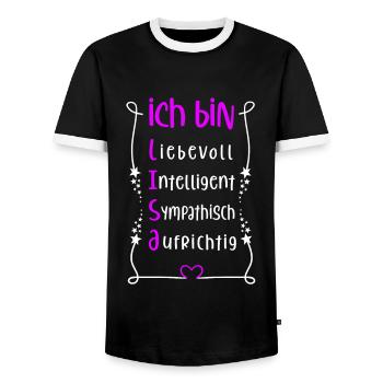 Für den besten Menschen - Ich bin Lisa - Männer Kontrast-T-Shirt - Schwarz/Weiß - Vorne - AI Model Female 172 light (172cm) & AI Model Male 178 light (178cm)