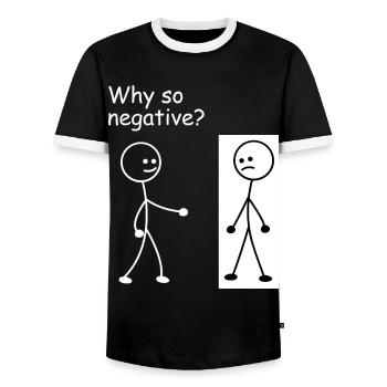 Why so negative - stick figure stick figure - Men's Ringer Shirt - black/white - Front - AI Model Female 172 light (172cm) & AI Model Male 178 light (178cm)