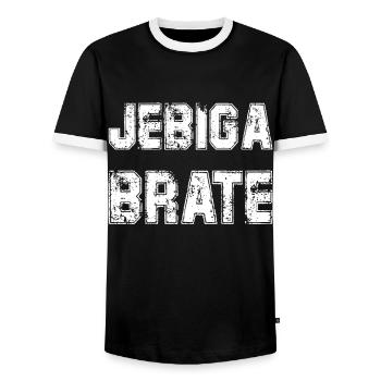 Jebiga Brate Balkan Slang Bosnien Kroatien Serbien - Männer Kontrast-T-Shirt - Schwarz/Weiß - Vorne - AI Model Female 172 light (172cm) & AI Model Male 178 light (178cm)
