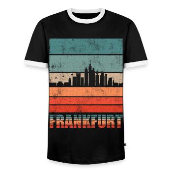 Frankfurt Skyline | Frankfurt Vintage Geschenk - Männer Kontrast-T-Shirt - Schwarz/Weiß - Vorne - AI Model Female 172 light (172cm) & AI Model Male 178 light (178cm)