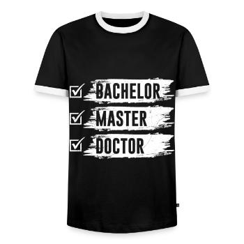 Docteur Doctorat Thèse de doctorat Docteur - T-shirt contrasté Homme - noir/blanc - Devant - AI Model Female 172 light (172cm) & AI Model Male 178 light (178cm)