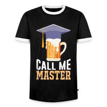 Call Me Master Degree 2022 Master Man - Men's Ringer Shirt - black/white - Front - AI Model Female 172 light (172cm) & AI Model Male 178 light (178cm)