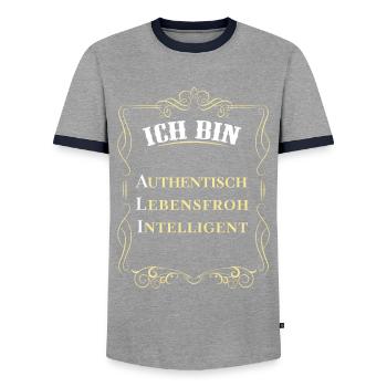 Für den besten Menschen - Ich bin Ali - Männer Kontrast-T-Shirt - Grau/Navy  - Vorne - AI Model Female 172 light (172cm) & AI Model Male 178 light (178cm)