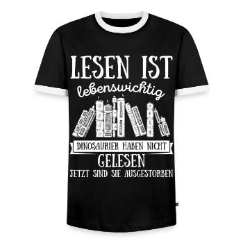 Lesen Ist Lebenswichtig Leser Bücher Roman Lektüre - Männer Kontrast-T-Shirt - Schwarz/Weiß - Vorne - AI Model Female 172 light (172cm) & AI Model Male 178 light (178cm)