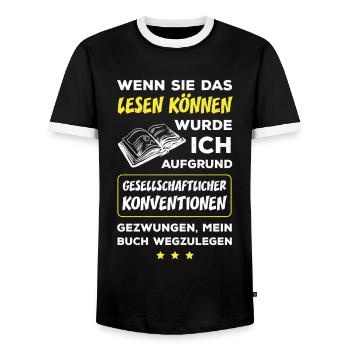 Wenn Sie Das Lesen Können Wurde Ich Gezwungen Mein - Männer Kontrast-T-Shirt - Schwarz/Weiß - Vorne - AI Model Female 172 light (172cm) & AI Model Male 178 light (178cm)