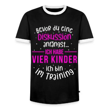 Ich habe vier Kinder - Mutter und Kinder - Männer Kontrast-T-Shirt - Schwarz/Weiß - Vorne - AI Model Female 172 light (172cm) & AI Model Male 178 light (178cm)