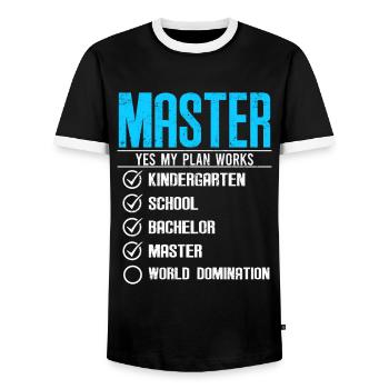 Master Checklist Master's Degree 2022 - Men's Ringer Shirt - black/white - Front - AI Model Female 172 light (172cm) & AI Model Male 178 light (178cm)