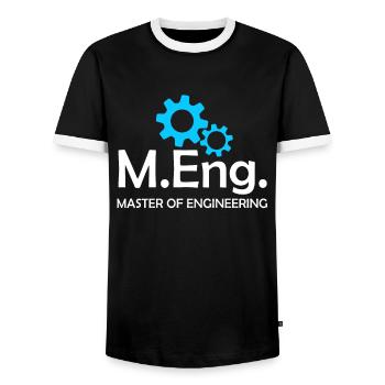 Master's Degree 2022 Master of Engineering - Men's Ringer Shirt - black/white - Front - AI Model Female 172 light (172cm) & AI Model Male 178 light (178cm)