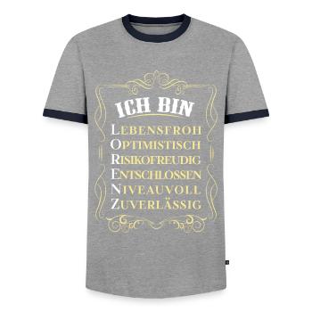 Für den besten Menschen - Ich bin Lorenz - Männer Kontrast-T-Shirt - Grau/Navy  - Vorne - AI Model Female 172 light (172cm) & AI Model Male 178 light (178cm)
