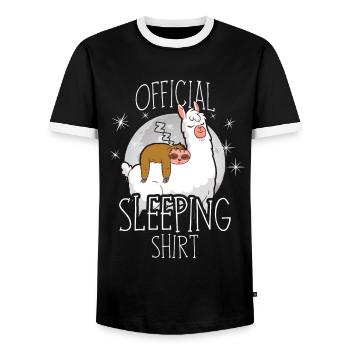 Chemise de couchage officielle Chemise de nuit Lama Sloth - T-shirt contrasté Homme - noir/blanc - Devant - AI Model Female 172 light (172cm) & AI Model Male 178 light (178cm)
