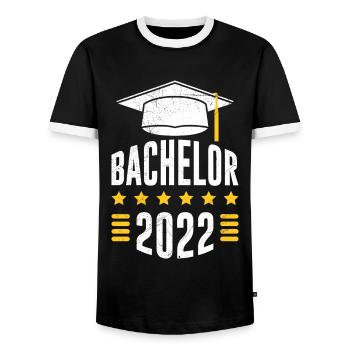 Bachelor 2022 Bachelor's Degree Bachelor - Men's Ringer Shirt - black/white - Front - AI Model Female 172 light (172cm) & AI Model Male 178 light (178cm)