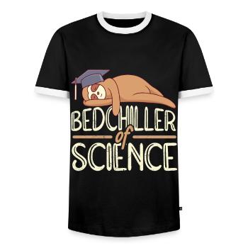 Bedchiller of Science Bachelorabschluss Bachelor - Männer Kontrast-T-Shirt - Schwarz/Weiß - Vorne - AI Model Female 172 light (172cm) & AI Model Male 178 light (178cm)