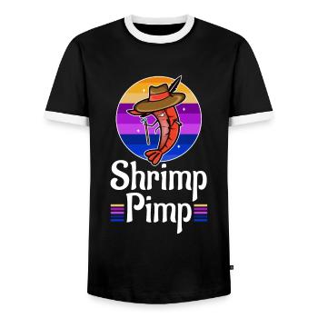 Shrimp Pimp - Männer Kontrast-T-Shirt - Schwarz/Weiß - Vorne - AI Model Female 172 light (172cm) & AI Model Male 178 light (178cm)