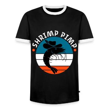 Shrimp Pimp - Männer Kontrast-T-Shirt - Schwarz/Weiß - Vorne - AI Model Female 172 light (172cm) & AI Model Male 178 light (178cm)