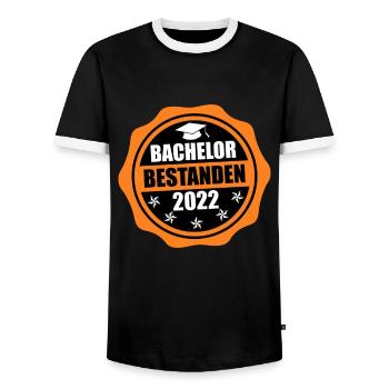 Bachelor 2022 Bachelorabschluss Bachelor - Männer Kontrast-T-Shirt - Schwarz/Weiß - Vorne - AI Model Female 172 light (172cm) & AI Model Male 178 light (178cm)