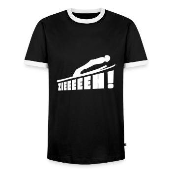 Ski jumping Ski jumper Winter sports - Men's Ringer Shirt - black/white - Front - AI Model Female 172 light (172cm) & AI Model Male 178 light (178cm)