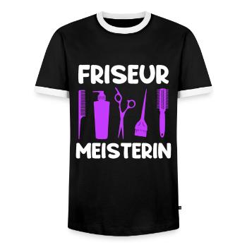 Friseur Meisterin Meister - Männer Kontrast-T-Shirt - Schwarz/Weiß - Vorne - AI Model Female 172 light (172cm) & AI Model Male 178 light (178cm)