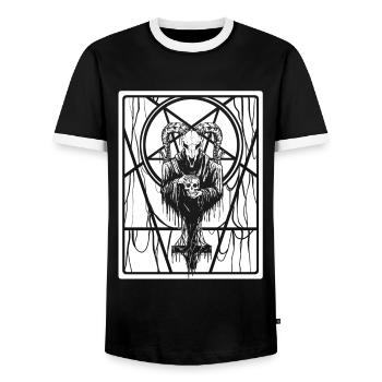 Satanique Occulte Dark Art Evil 666 Pentagramme - T-shirt contrasté Homme - noir/blanc - Devant - AI Model Female 172 light (172cm) & AI Model Male 178 light (178cm)