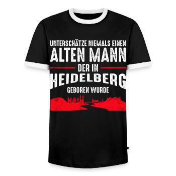 Heidelberg | Lustiges alte Männer Sprüche Geschenk - Männer Kontrast-T-Shirt - Schwarz/Weiß - Vorne - AI Model Female 172 light (172cm) & AI Model Male 178 light (178cm)