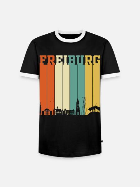 Freiburg Skyline - Männer Kontrast-T-Shirt - Schwarz/Weiß