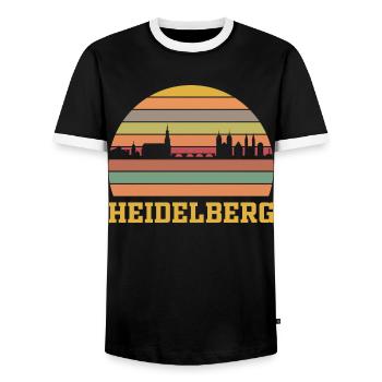 Heidelberg Stadt Skyline Retro Style - Männer Kontrast-T-Shirt - Schwarz/Weiß - Vorne - AI Model Female 172 light (172cm) & AI Model Male 178 light (178cm)