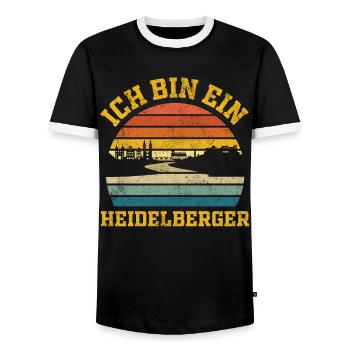 Heidelberg Retro Vintage - Männer Kontrast-T-Shirt - Schwarz/Weiß - Vorne - AI Model Female 172 light (172cm) & AI Model Male 178 light (178cm)