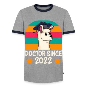 Docteur depuis 2022 Thèse de doctorat Doctorat - T-shirt contrasté Homme - gris/marine  - Devant - AI Model Female 172 light (172cm) & AI Model Male 178 light (178cm)