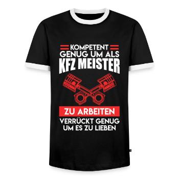 Meisterprüfung bestanden KFZ Meister - Männer Kontrast-T-Shirt - Schwarz/Weiß - Vorne - AI Model Female 172 light (172cm) & AI Model Male 178 light (178cm)